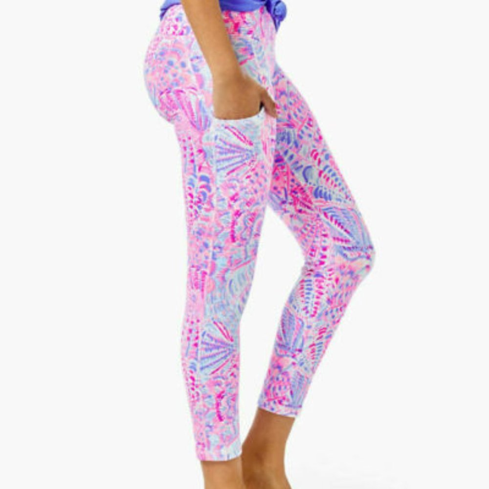 NWT Lilly Pulitzer Weekender Midi Leggings Raz Berry Sea You Soon